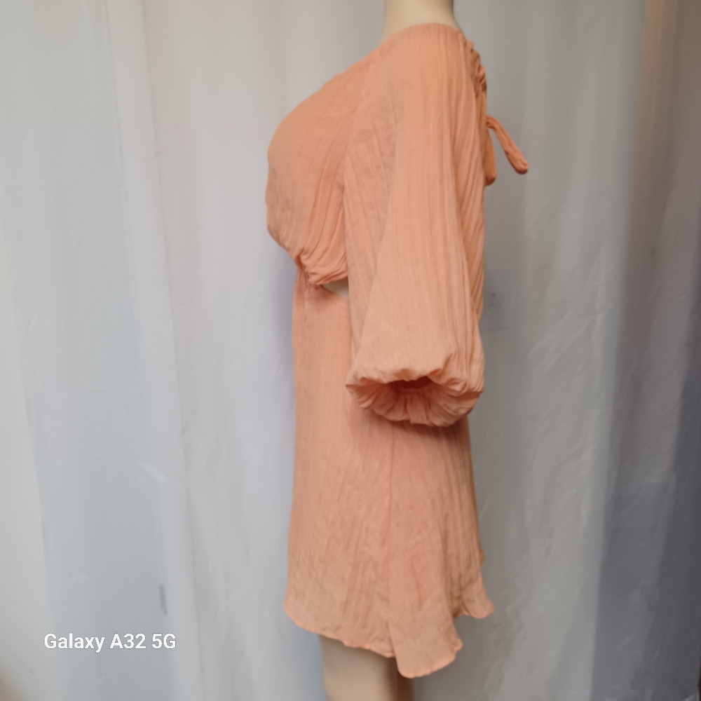 Dee Elly Backless Size S Peach Pleated Dress - Picture 9 of 10